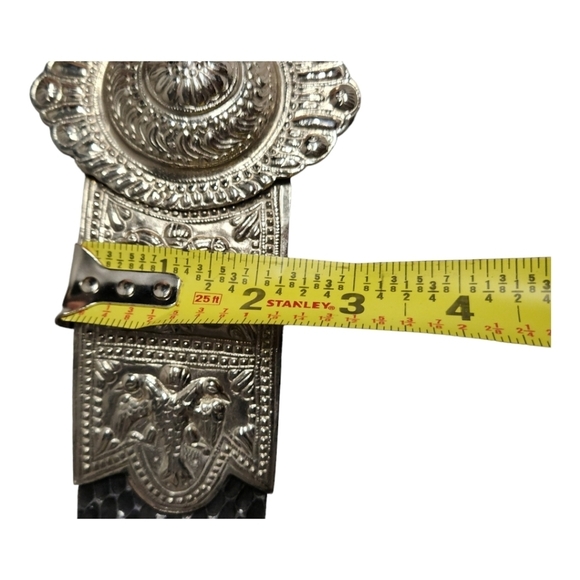 RARE JUDITH LIEBER Python Leather Metal Buckle Belt - Picture 11 of 15